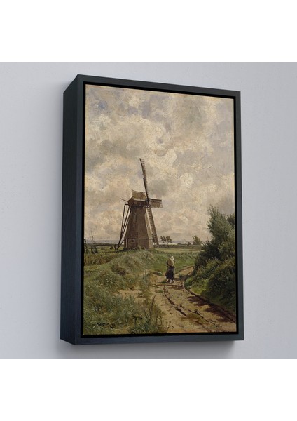 Çerçeveli Dekoratif Kanvas Tablo, Carl Malchin- Ahrenshoop Yakınındaki Yel Değirmeni TABLO-8033