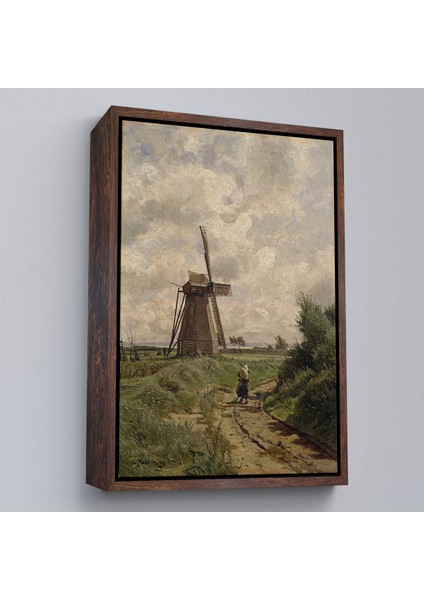 Çerçeveli Dekoratif Kanvas Tablo, Carl Malchin- Ahrenshoop Yakınındaki Yel Değirmeni TABLO-8033 fiyatları