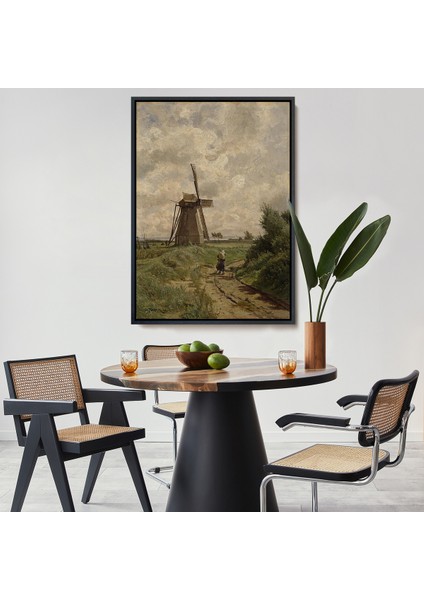 Çerçeveli Dekoratif Kanvas Tablo, Carl Malchin- Ahrenshoop Yakınındaki Yel Değirmeni TABLO-8033