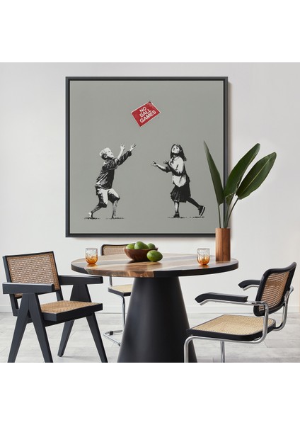 Çerçeveli Dekoratif Kanvas Tablo, Banksy No Ball Games TABLOSU-8352