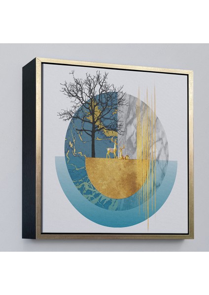 Çerçeveli Dekoratif Kanvas Tablo, Soyut Geometri Ağaç ve Geyik TABLOSU-8309 modelleri