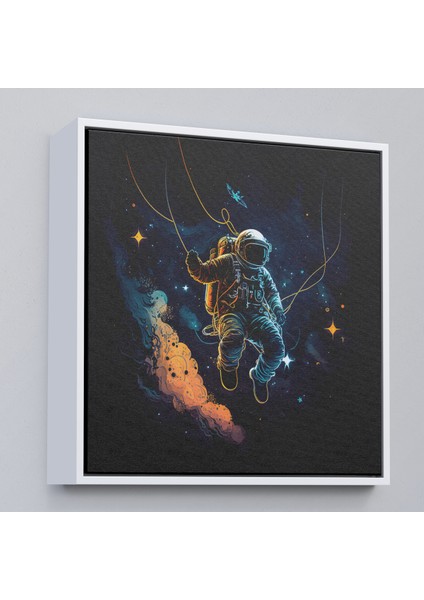 Çerçeveli Dekoratif Kanvas Tablo, Uzayda Sallanan Astronot TABLOSU-8312 fırsatları