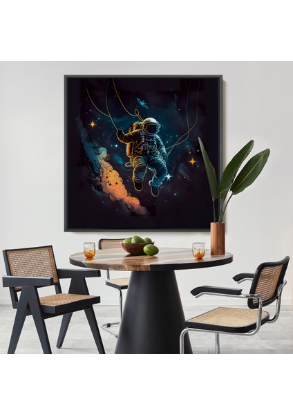 Çerçeveli Dekoratif Kanvas Tablo, Uzayda Sallanan Astronot TABLOSU-8312
