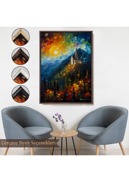 Çerçeveli Dekoratif Kanvas Tablo, Dağdaki Şato Manzarası TABLO-7996