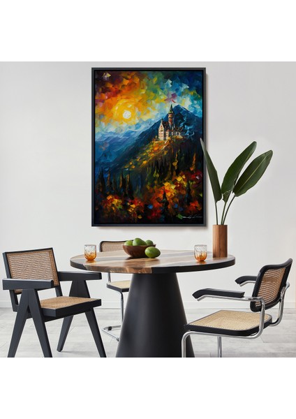 Çerçeveli Dekoratif Kanvas Tablo, Dağdaki Şato Manzarası TABLO-7996