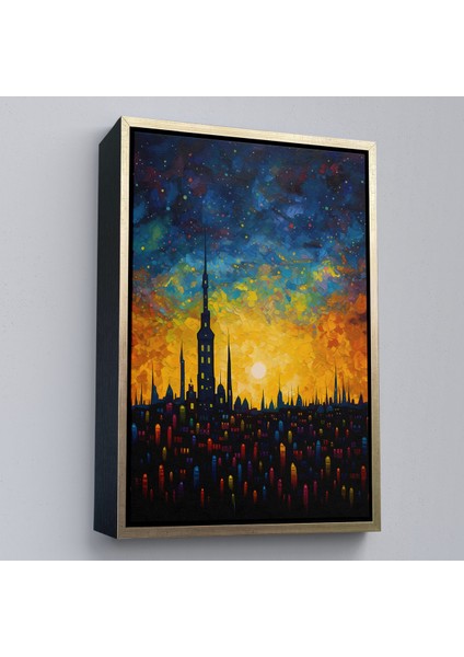 Çerçeveli Dekoratif Kanvas Tablo, Günbatımı Şehir Manzarası TABLOSU-7998 modelleri