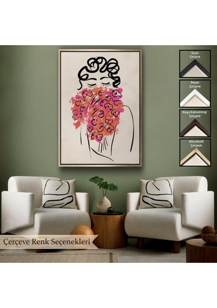 Çerçeveli Dekoratif Kanvas Tablo, Sevimli Kadın TABLOSU-7992