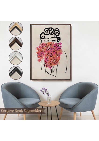Çerçeveli Dekoratif Kanvas Tablo, Sevimli Kadın TABLOSU-7992