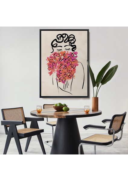 Çerçeveli Dekoratif Kanvas Tablo, Sevimli Kadın TABLOSU-7992