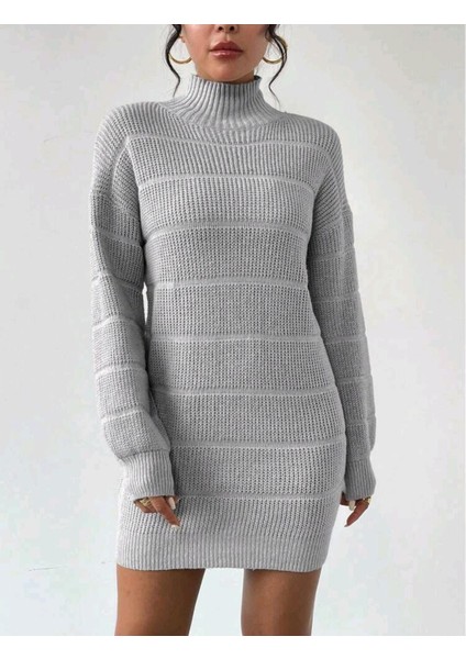 Yarım Balıkçı Yaka Selanik Örgü Kadın Mini Triko Elbise fiyatları
