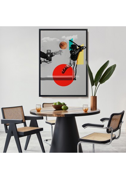 Çerçeveli Dekoratif Kanvas Tablo, Beyzbol Sporcusu ve Kamera Tutan Retro Eller TABLOSU-7917