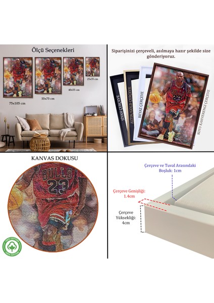 Çerçeveli Dekoratif Kanvas Tablo, Michael Jordan TABLO-7781 indirimleri