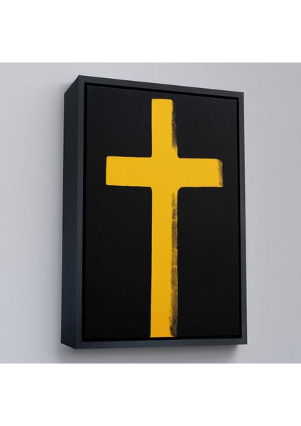 Çerçeveli Dekoratif Kanvas Tablo, Sarı Haç Tablosu - CROSS-8105