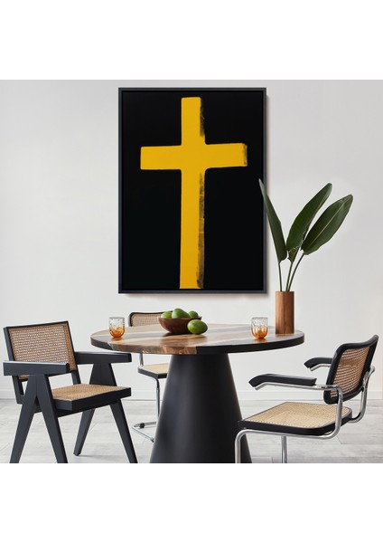 Çerçeveli Dekoratif Kanvas Tablo, Sarı Haç Tablosu - CROSS-8105