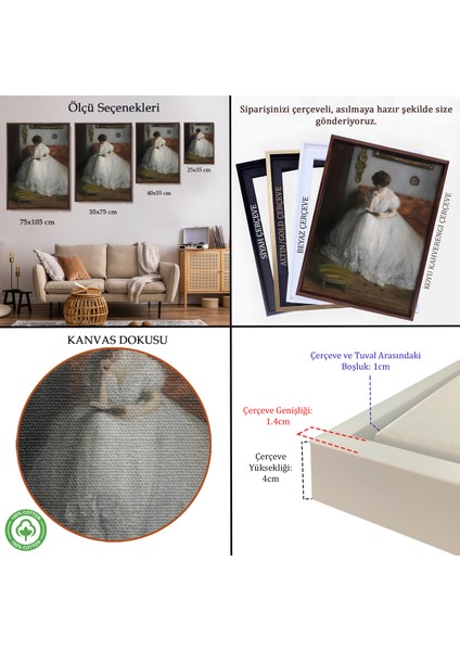 Çerçeveli Dekoratif Kanvas Tablo, Jacques-Émile Blanche - Lucie Reading TABLOSU-8041 indirimleri