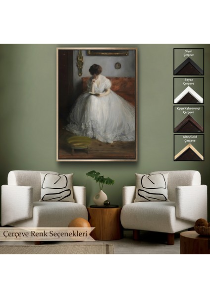 Çerçeveli Dekoratif Kanvas Tablo, Jacques-Émile Blanche - Lucie Reading TABLOSU-8041