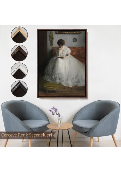 Çerçeveli Dekoratif Kanvas Tablo, Jacques-Émile Blanche - Lucie Reading TABLOSU-8041