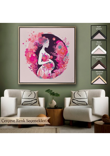 Çerçeveli Dekoratif Kanvas Tablo, Hamile Anne Tablosu - Doktor HEDIYESI-8351