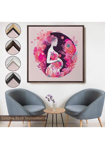 Çerçeveli Dekoratif Kanvas Tablo, Hamile Anne Tablosu - Doktor HEDIYESI-8351