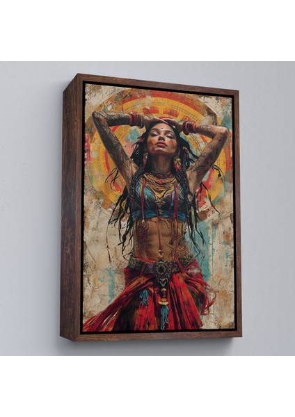 Çerçeveli Dekoratif Kanvas Tablo, Sürreal Dövmeli Hippi Kadın TABLO-7711 fiyatları