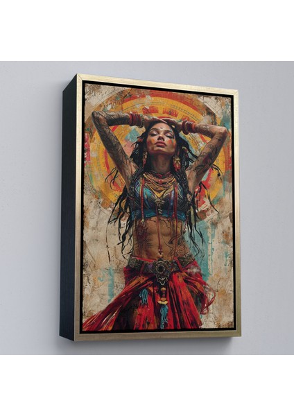 Çerçeveli Dekoratif Kanvas Tablo, Sürreal Dövmeli Hippi Kadın TABLO-7711 modelleri