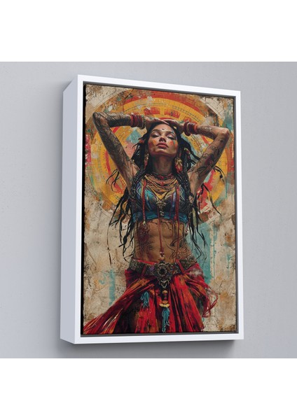 Çerçeveli Dekoratif Kanvas Tablo, Sürreal Dövmeli Hippi Kadın TABLO-7711 fırsatları