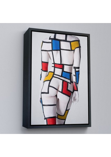 Çerçeveli Dekoratif Kanvas Tablo, Renkli Soyut Kadın TABLOSU-7925