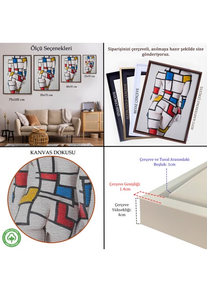 Çerçeveli Dekoratif Kanvas Tablo, Renkli Soyut Kadın TABLOSU-7925 indirimleri