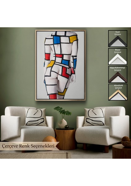Çerçeveli Dekoratif Kanvas Tablo, Renkli Soyut Kadın TABLOSU-7925