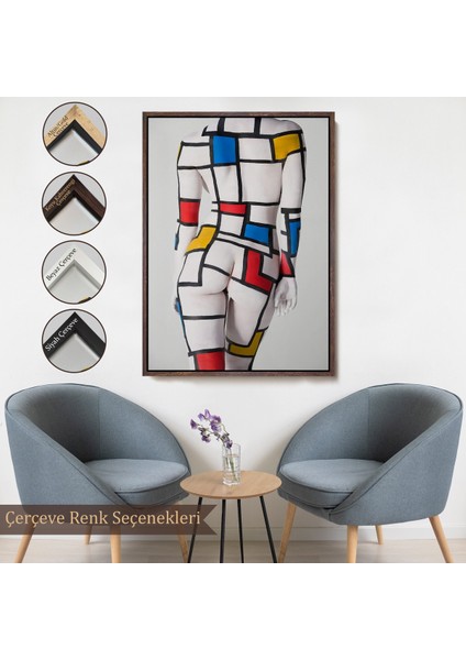 Çerçeveli Dekoratif Kanvas Tablo, Renkli Soyut Kadın TABLOSU-7925
