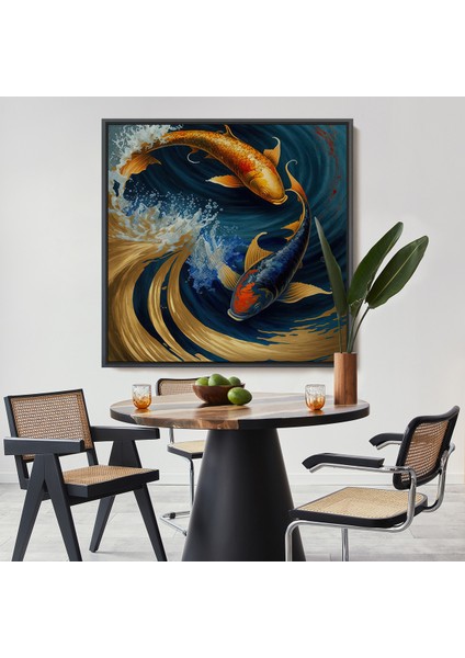 Çerçeveli Dekoratif Kanvas Tablo, Koi Balığı TABLOSU-8346
