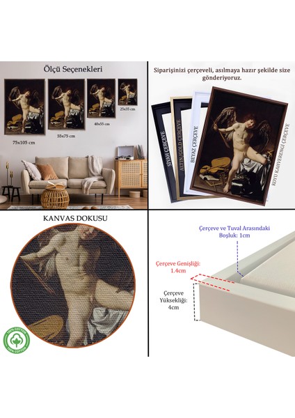 Çerçeveli Dekoratif Kanvas Tablo, Caravaggio - Aşk Meleği/tanrısı Victor - Cupid As VICTOR-8060 indirimleri