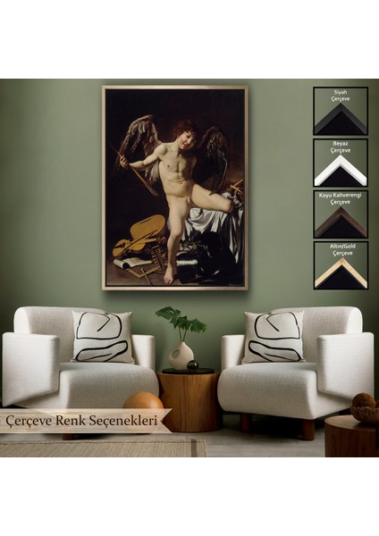 Çerçeveli Dekoratif Kanvas Tablo, Caravaggio - Aşk Meleği/tanrısı Victor - Cupid As VICTOR-8060