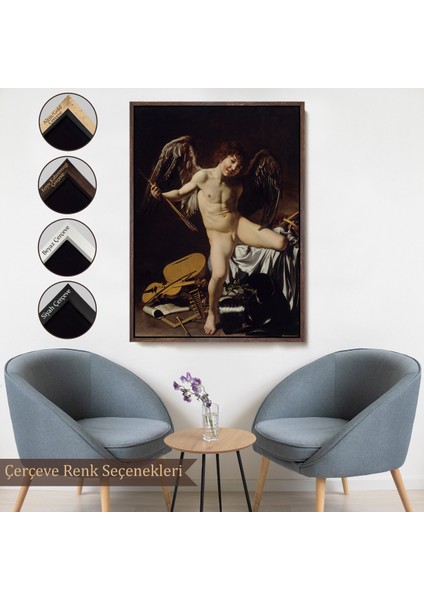 Çerçeveli Dekoratif Kanvas Tablo, Caravaggio - Aşk Meleği/tanrısı Victor - Cupid As VICTOR-8060