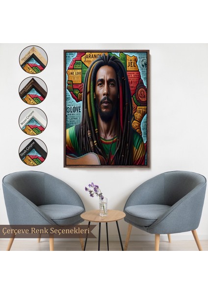 Çerçeveli Dekoratif Kanvas Tablo, Bob Marley TABLOSU-7714