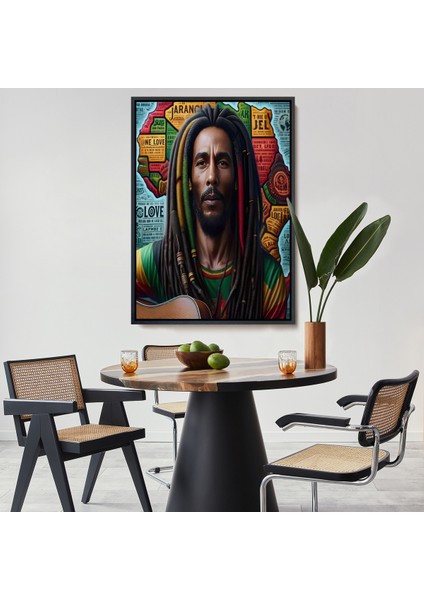 Çerçeveli Dekoratif Kanvas Tablo, Bob Marley TABLOSU-7714