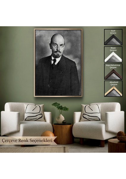 Çerçeveli Dekoratif Kanvas Tablo, Sovyet Lideri Vladimir Lenin TABLO-7944
