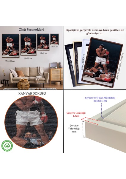 Çerçeveli Dekoratif Kanvas Tablo, Muhammet Ali Nakavt TABLOSU-7938 indirimleri