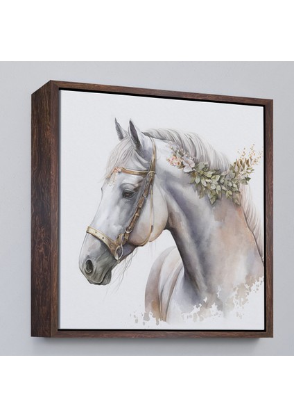 Çerçeveli Dekoratif Kanvas Tablo, Beyaz At TABLOSU-8363 fiyatları