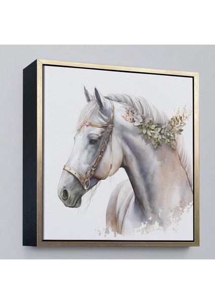Çerçeveli Dekoratif Kanvas Tablo, Beyaz At TABLOSU-8363 modelleri