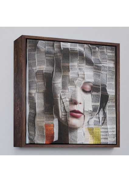 Çerçeveli Dekoratif Kanvas Tablo, Gazete ve Dergilerden Kadın TABLOSU-8365