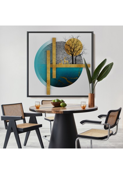 Çerçeveli Dekoratif Kanvas Tablo, Soyut Geometri Dekoratif TABLOSU-8308