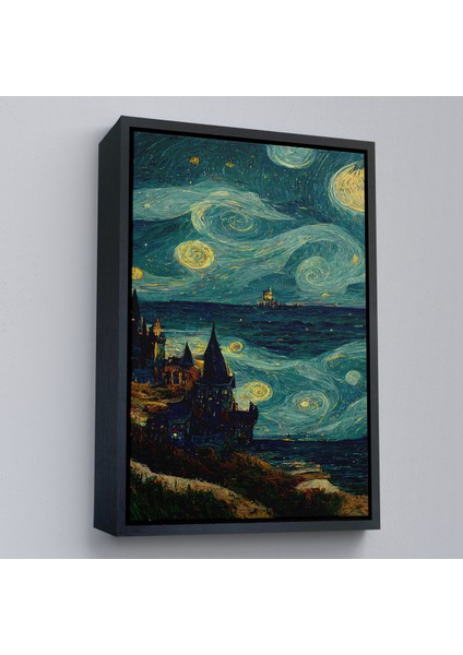 Çerçeveli Dekoratif Kanvas Tablo, Vincent Van Gogh Tarzı Dalgalı Deniz TABLOSU-7689 fırsatları