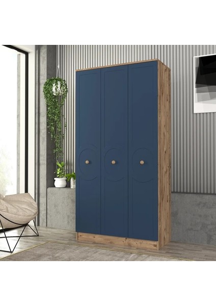 Luna 3 Kapaklı Bazalı Gardırop Tamamı Mdf