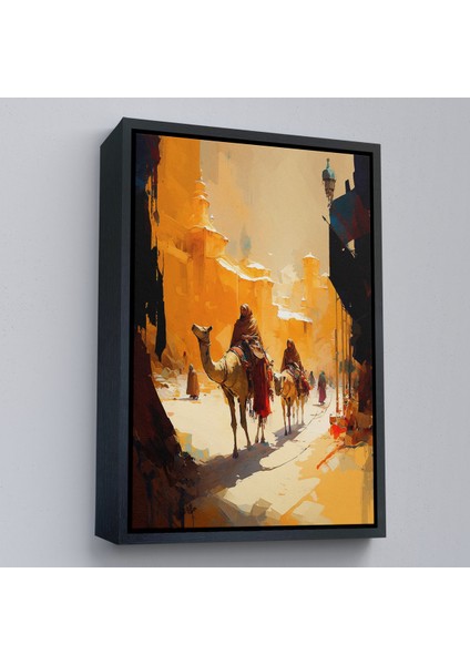 Çerçeveli Dekoratif Kanvas Tablo, Deve Üstündeki Insanlar TABLO-7994