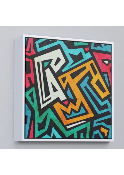 Çerçeveli Dekoratif Kanvas Tablo, Grunge Efektli Renkli TABLO-8317