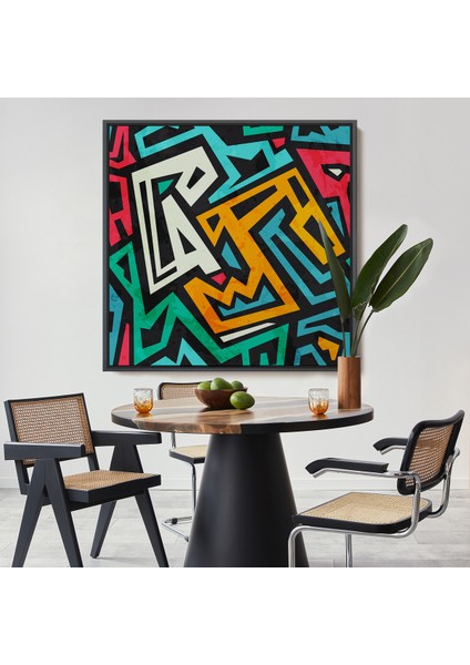 Çerçeveli Dekoratif Kanvas Tablo, Grunge Efektli Renkli TABLO-8317