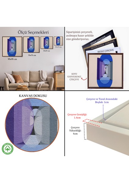 Çerçeveli Dekoratif Kanvas Tablo, Blue Gray Violet Wheel TABLO-8315 indirimleri