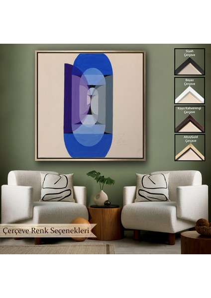 Çerçeveli Dekoratif Kanvas Tablo, Blue Gray Violet Wheel TABLO-8315