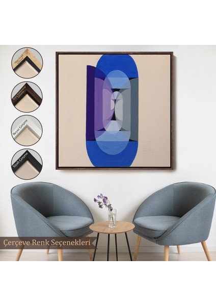 Çerçeveli Dekoratif Kanvas Tablo, Blue Gray Violet Wheel TABLO-8315